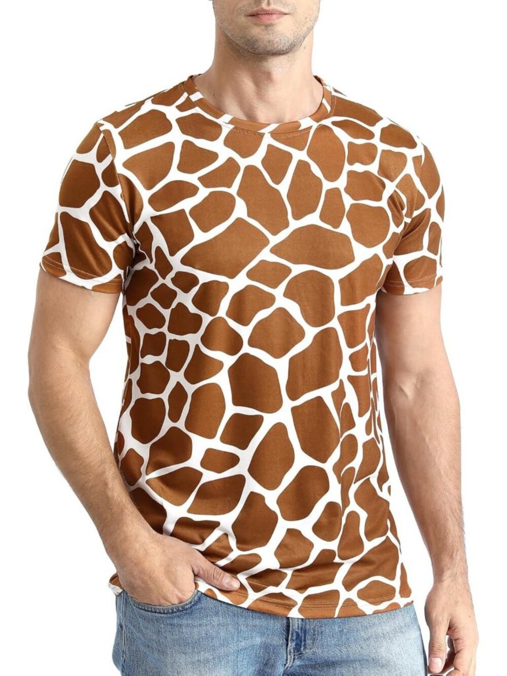Funny Animal Print Graphic T-Shirt for Men - Short Sleeve Halloween Costume